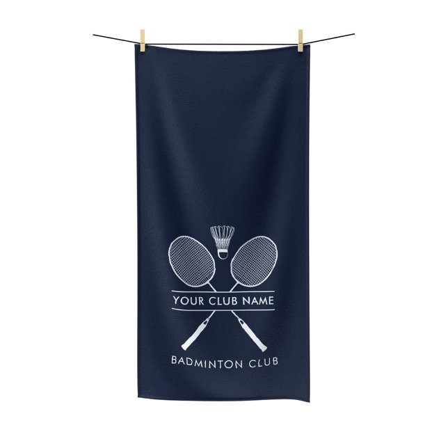 Añadir nombre de club Badminton Racas Icono Azul d (Badminton Club Name Custom Bath Towel Swag)