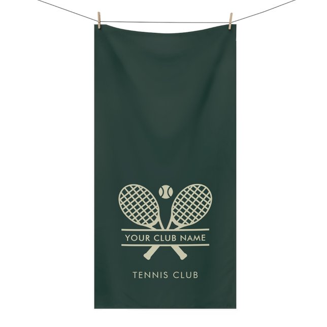 Añadir nombre de club de tenis miembros de equipo  (Lawn Tennis Rackets Motif Green Bath Towel)