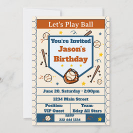 Añadir nombre - Invitación de cumpleaños de béisbo
