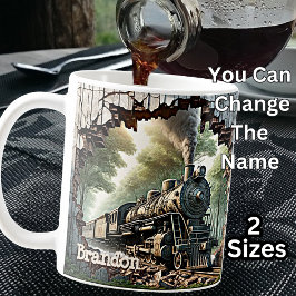 Añadir nombre, tren de vapor que sale de la taza
