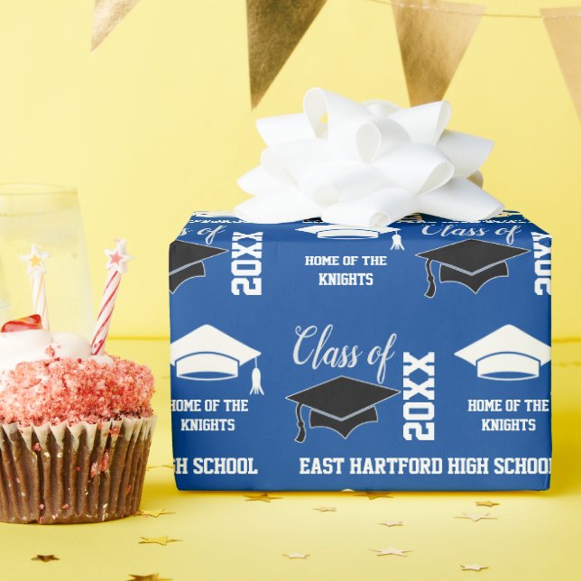 Añadir papel de ajuste de graduación azul de año e (Fiesta de cumpleaños )