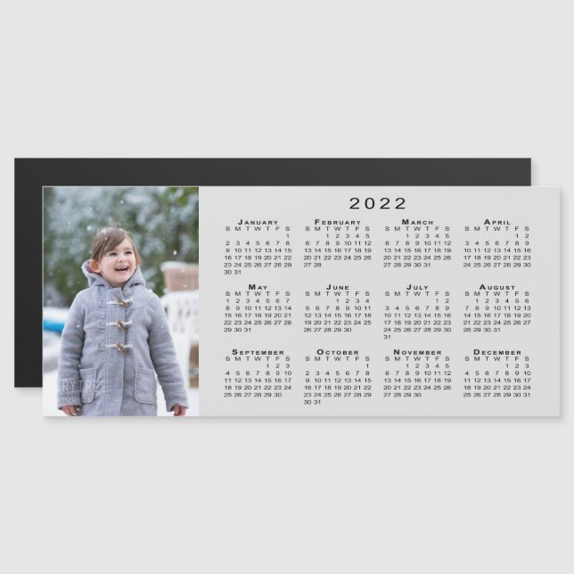 Añadir su calendario de fotos 2022 en el imán gris (Anverso/Reverso)