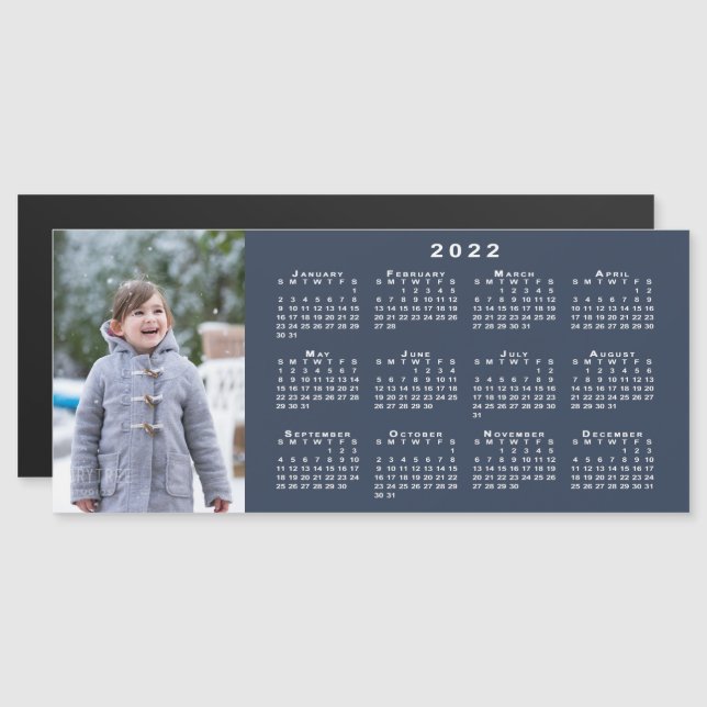 Añadir su calendario de fotos 2022 en imán azul ma (Anverso/Reverso)