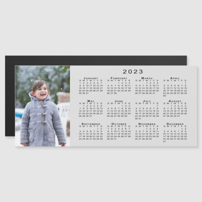 Añadir su calendario de fotos 2023 en el imán gris (Anverso/Reverso)