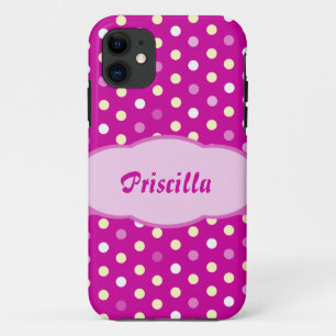 Añadir su nombre polka dot purple iphone5 funda