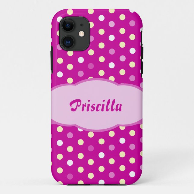 Añadir su nombre polka dot purple iphone5 funda (Reverso)