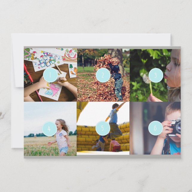 Añadir su propia postal de 6 fotos personalizable (Anverso)