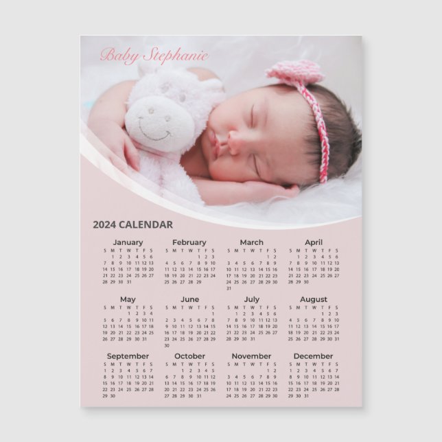 Añadir su propio calendario de fotos de bebé 2024  (Anverso)