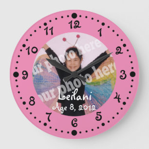 Añadir su propio reloj rosado de corte fotográfico