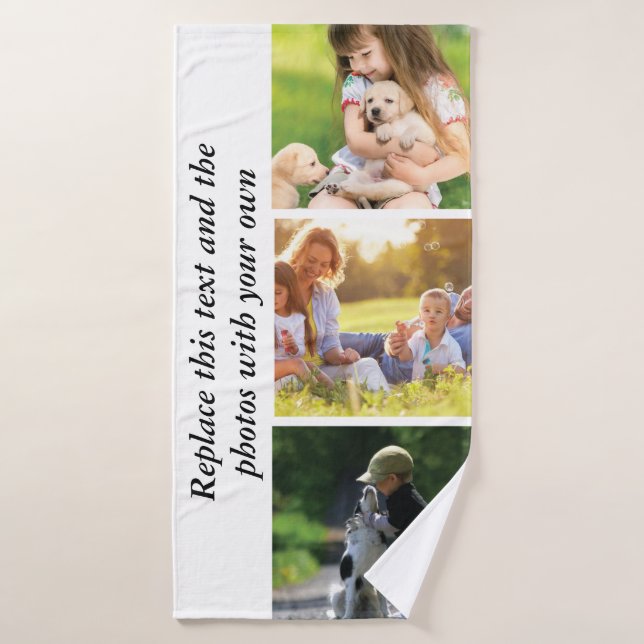 Añadir su propio texto y fotos (Toalla de baño)