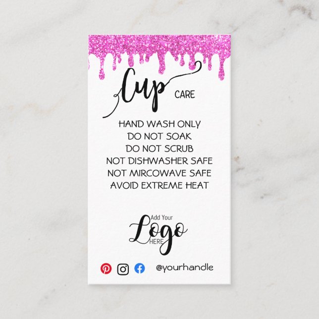 AÑADIR SU TIPO DE LOGO TARJETAS DE CUIDADO vinilo (Anverso)