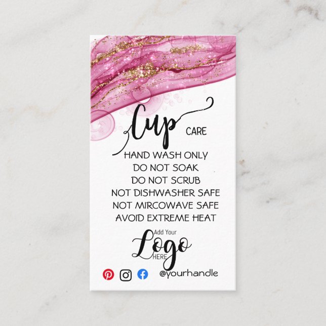 AÑADIR SU TIPO DE LOGO TARJETAS DE CUIDADO vinilo (Anverso)