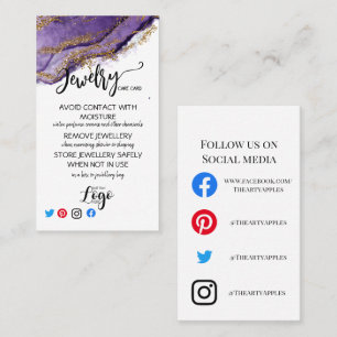 AÑADIR SUS TARJETAS DE CUIDADO DE joyería DE LOGO 