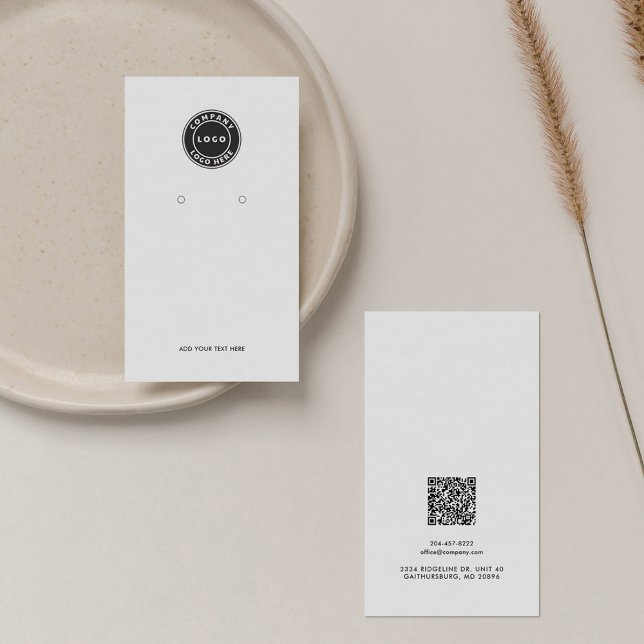 Añadir tarjeta de visualización de logotipo profes (Business Logo and QR Code Earring Display Card)