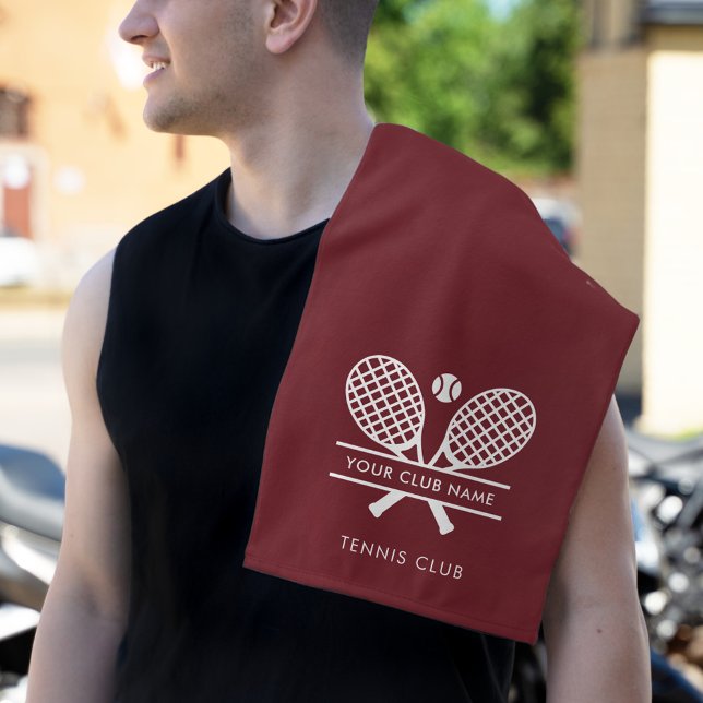 Añadir tu nombre de club de tenis equipo de Borgoñ (Lawn Tennis Country Club Rackets Motif Maroon Hand Towel)