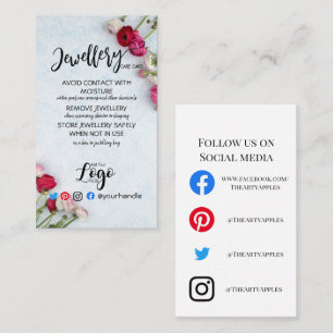 AÑADIR TUS TARJETAS DE CUIDADO DE joyería LOGO Flo