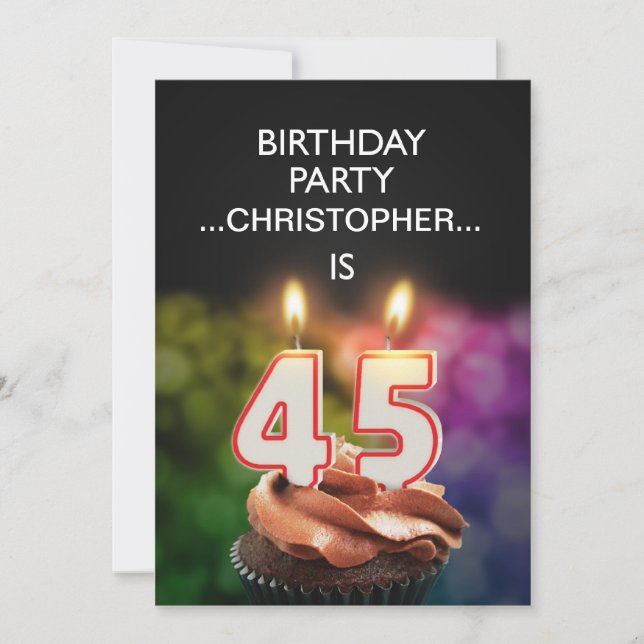 Añadir un nombre, 45ª invitación de fiesta de cump (Anverso)