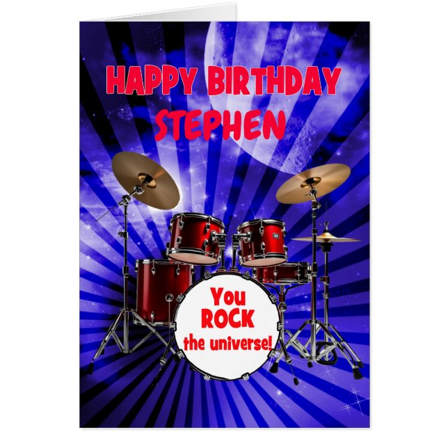 Añadir un nombre cumpleaños a tus tambores de rock (Frente)