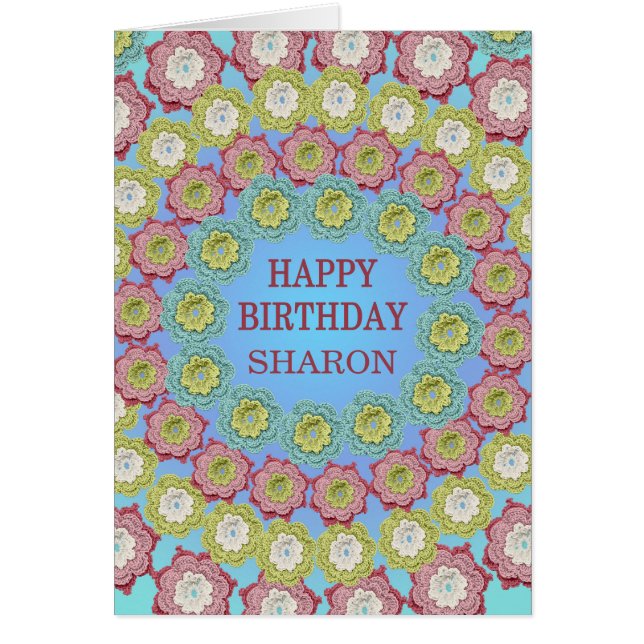 Añadir un nombre Flores De Crochet De Cumpleaños (Frente)