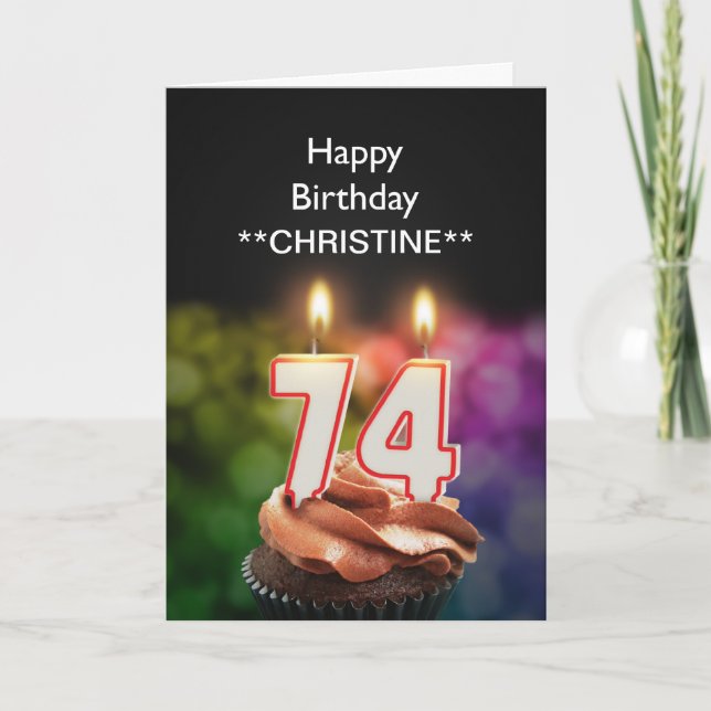 Añadir un nombre, tarjeta de cumpleaños número 74 (Anverso)