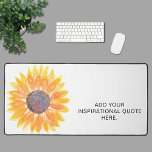 Añadir una floral de presupuesto Inspiradora<br><div class="desc">Esta elegante alfombra de escritorio está decorada con un girasol acuático en tonos amarillos. Personalizable fácil con tu cita inspiradora. Utilice la Herramienta de diseño para cambiar el tamaño, estilo o color del texto. A medida que creamos nuestra obra de arte no encontrarás esta imagen exacta de otros diseñadores. Acuarela...</div>