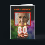 Añadir una foto, tarjeta de cumpleaños 80 con vela<br><div class="desc">Añade una foto a esta torta de cumpleaños con velas. Las velas están compuestas por el número 80,  por 80 años. Una tarjeta de cumpleaños para todos.</div>