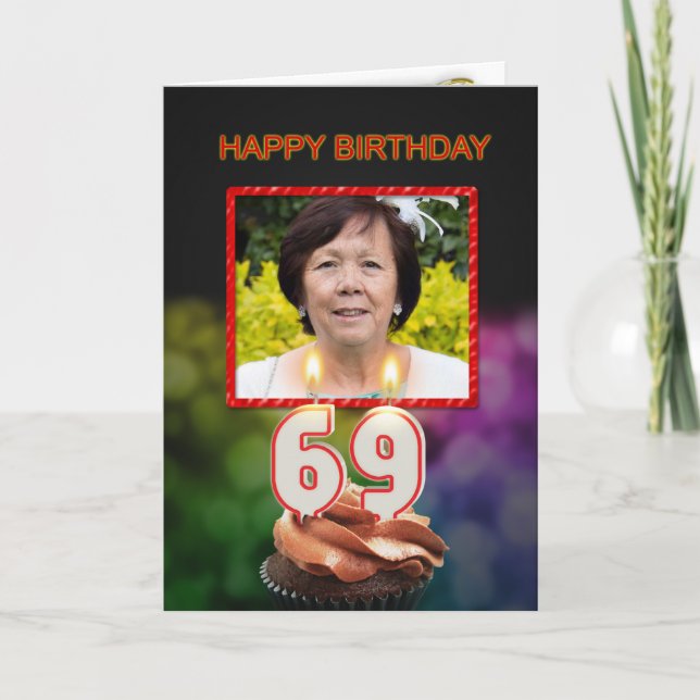 Añadir una foto, tarjeta de cumpleaños número 69 c (Anverso)