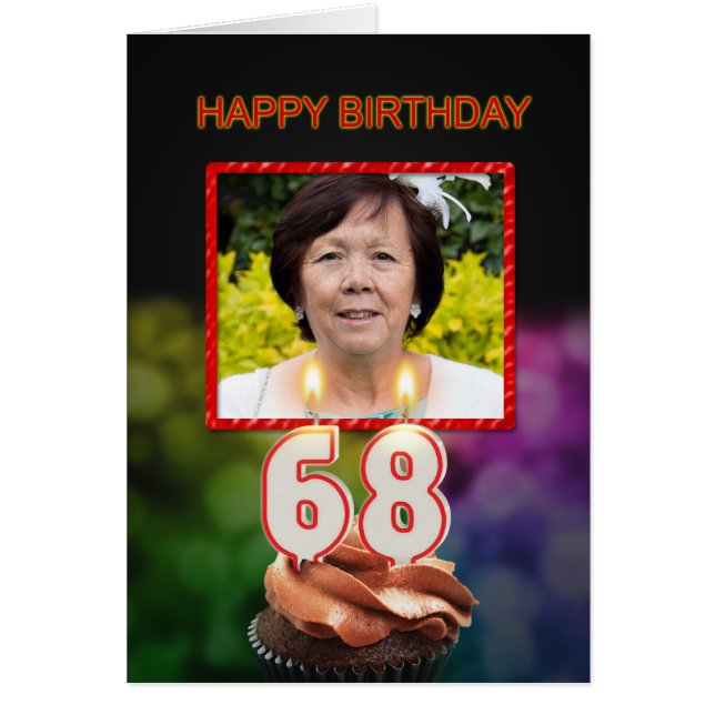 Añadir una imagen, tarjeta de cumpleaños número 68 (Frente)