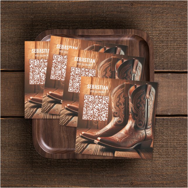 Añadir una tarjeta de visita con código QR magnéti (Add Photo Western Magnetic QR Code Business Card (multiple shown))