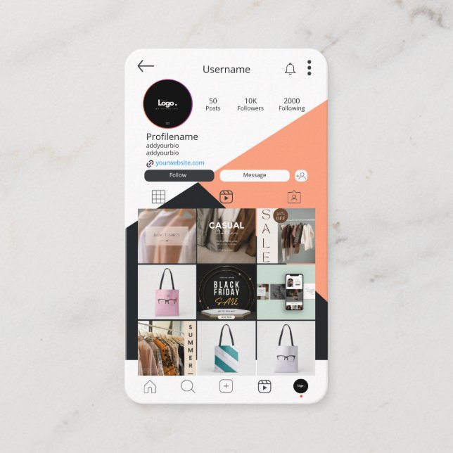 Análisis Instagram de tarjetas de presentación par (Anverso)