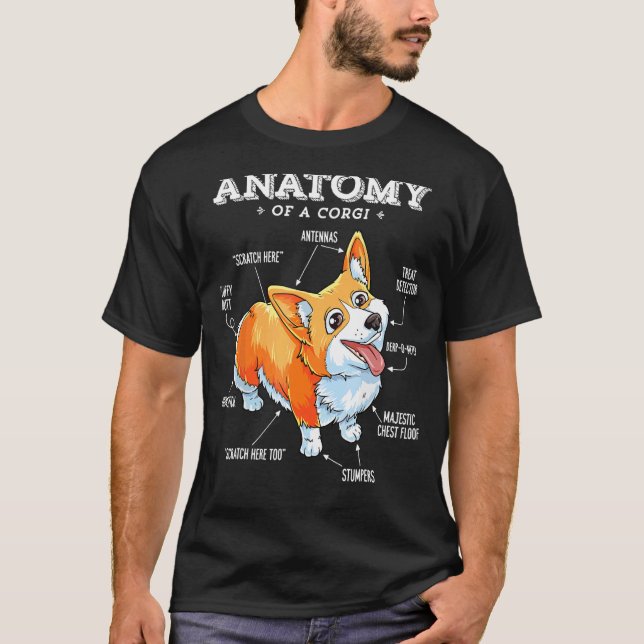 Anatomía de una camiseta divertida de Corgi (Anverso)