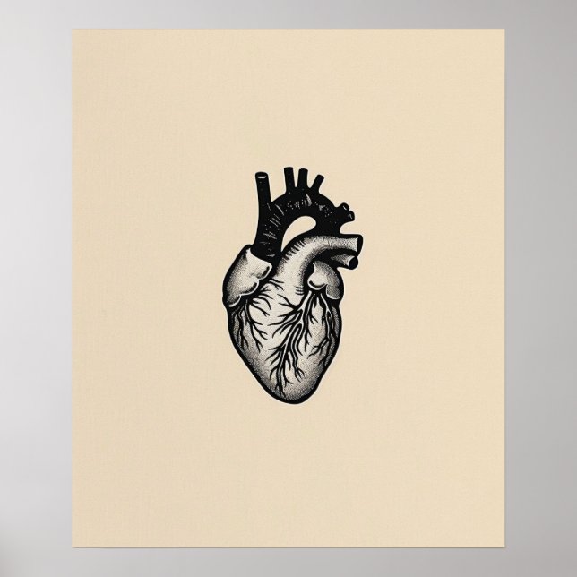 Anatómico Corazón arte moderno de línea minimalist (Frente)
