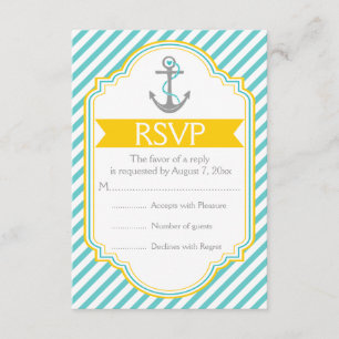 Anchor aqua, boda náutica amarilla RSVP