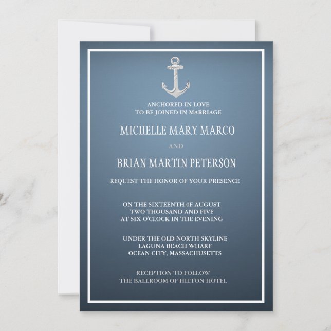 ANCHOR l Destino Náutico Tema Boda invitación (Anverso)