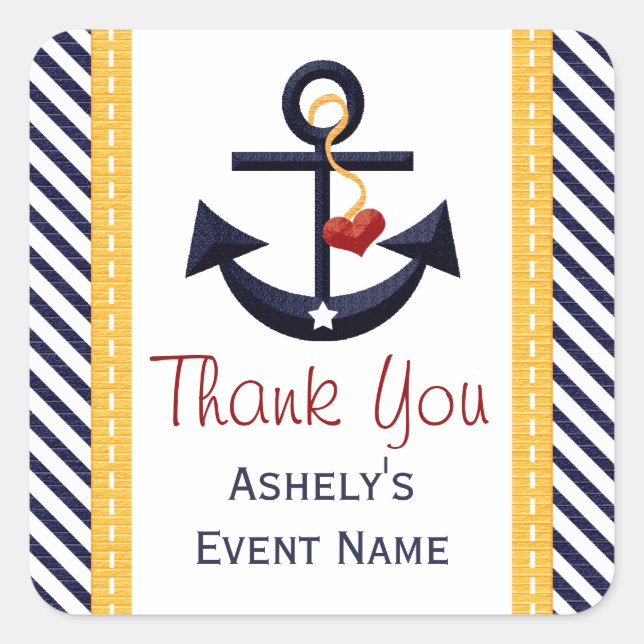 Anchor Party Favor Pegatinas Amarillo (Anverso)