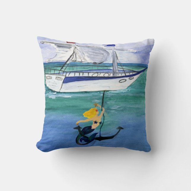 Anchor Sirena Nautical arroja almohada del arte (Anverso)