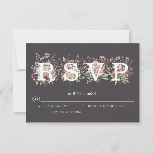 Anchor Spring Floral Wedding RSVP card (Anverso)