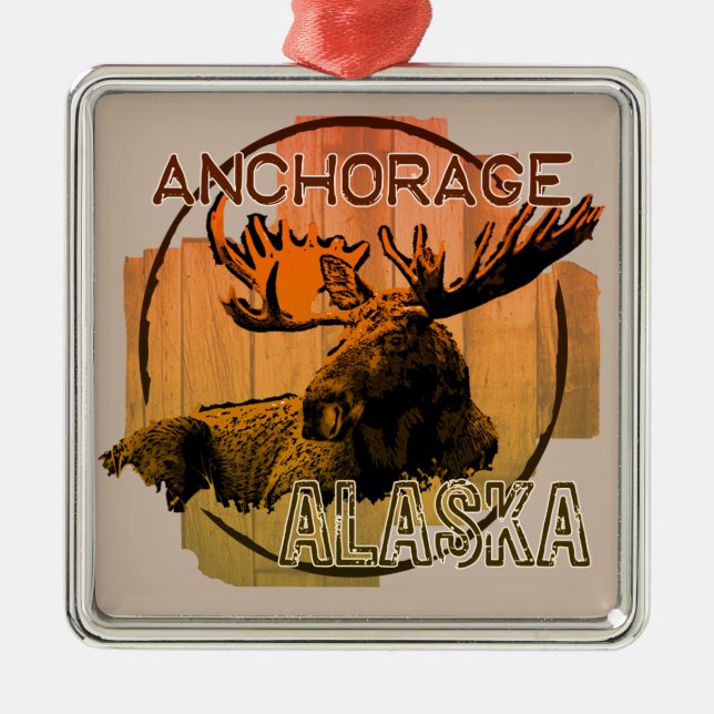 Anchorage Alaska naranja ornamento (Frente)