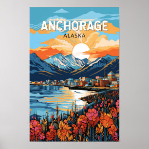 Anchorage Alaska Viaje Arte Vintage