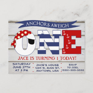 Anchors Aweigh 1ª invitación a cumplir 1 cumpleaño