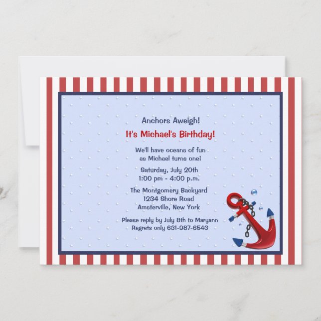 Anchors Aweigh Birthday Party Invitación (Anverso)