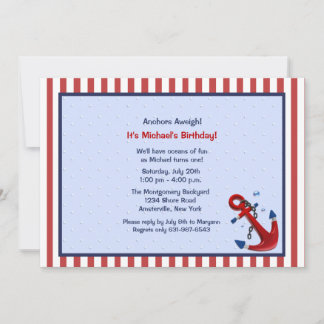 Anchors Aweigh Birthday Party Invitación