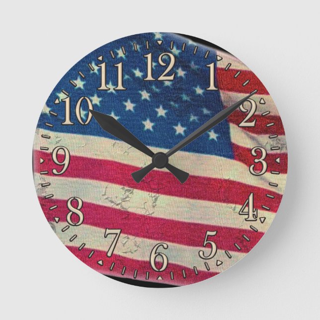 Anciana bandera de EEUU Orgulloso reloj de pared p (Anverso)