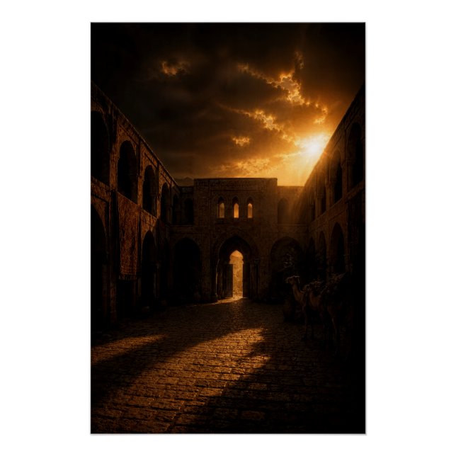Ancient Caravanserai Sunset Poster (Anverso)