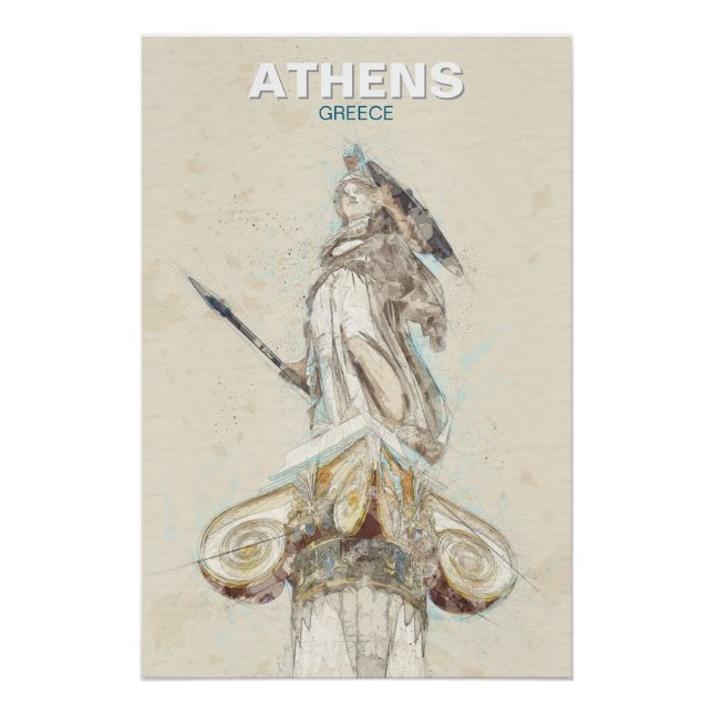 Ancient Greece Athena Statue Sketch Poster  (Anverso)