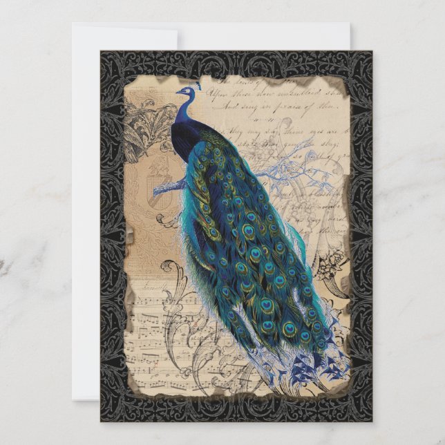 Ancient Peacock Salva las tarjetas de fecha - Negr (Anverso)