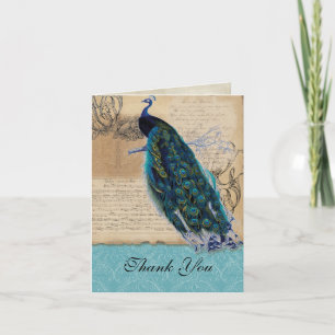 Ancient Peacock Vintage Wedding Gracias Notas