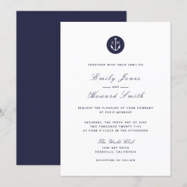 Ancla azul de la marina - Invitaciones a la boda f