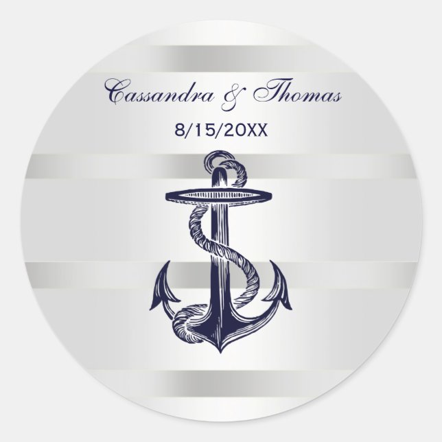 Ancla azul de la Marina Náutica Sellos para sobres (Anverso)