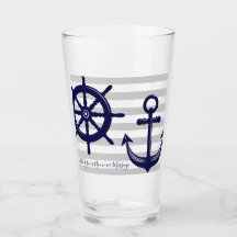 Ancla azul marino personalizada rueda de barco náu